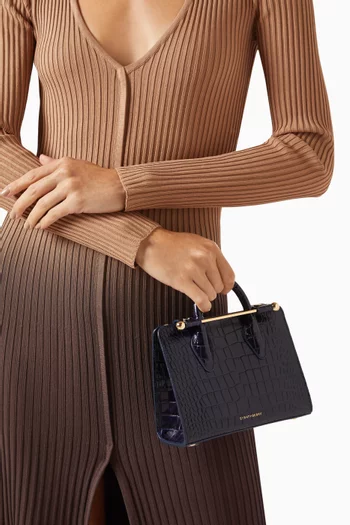 حقيبة يد نانو جلد بنقشة جلد التمساح