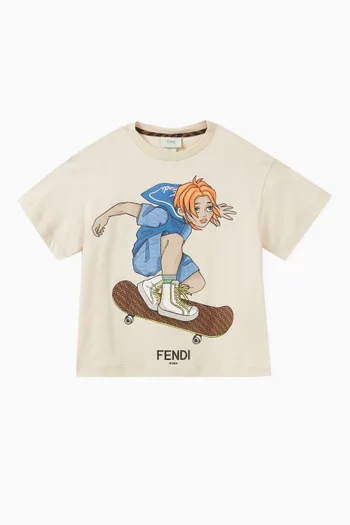 Skater-print T-shirt in Cotton