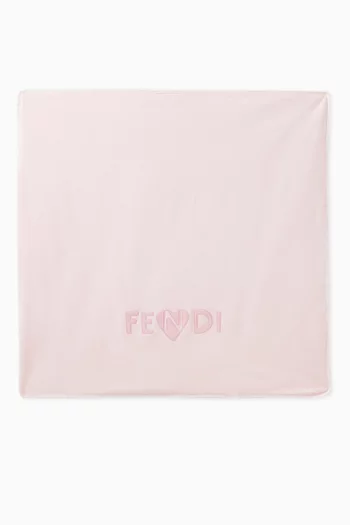 Logo-embroidered Blanket in Cotton