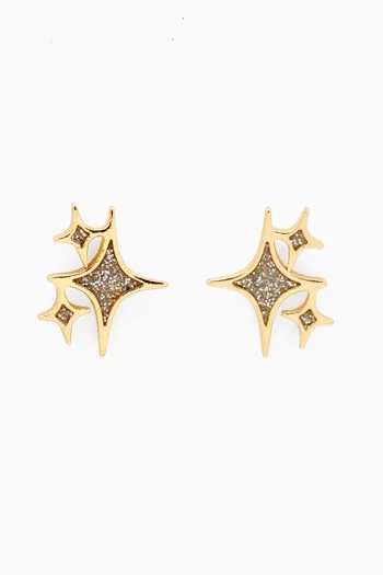 Twinkling Star Stud Earrings in Gold-plated Brass