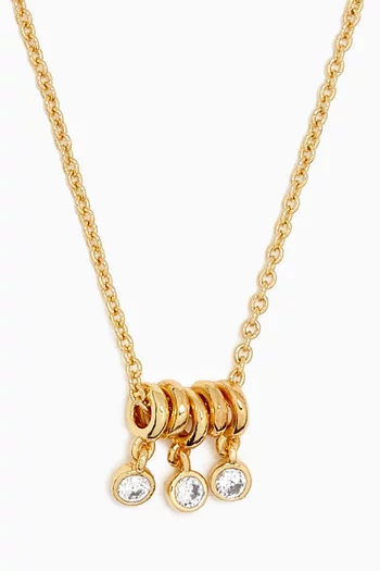 Ring Charm Crystal Necklace in Gold-plated Brass