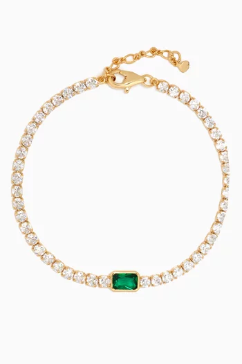 Emerald Tennis Bracelet in Gold-plated Brass