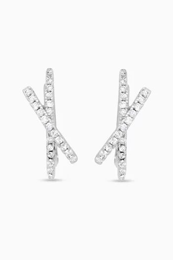 x Pavé Huggies in Sterling Silver