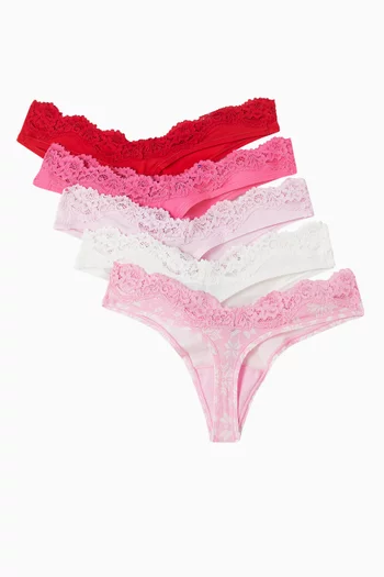 Fits Everybody Lace Dipped Thong, Set of 5