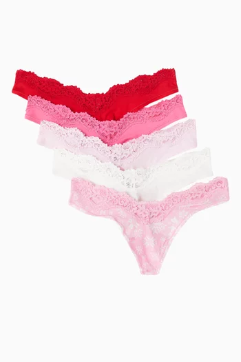 Fits Everybody Lace Dipped Thong, Set of 5