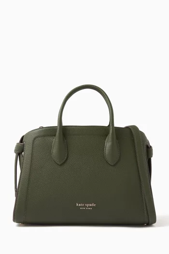 Medium Knott Zip-top Satchel Bag in Leather
