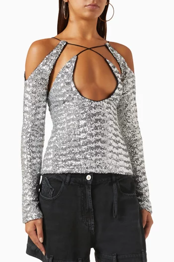 Zane Sequinned Cut-out Top