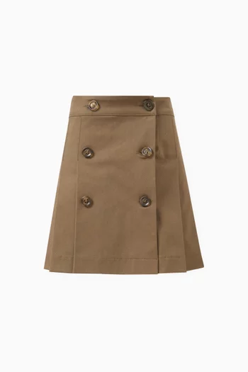 Pleated Mini Skirt in Cotton-gabardine