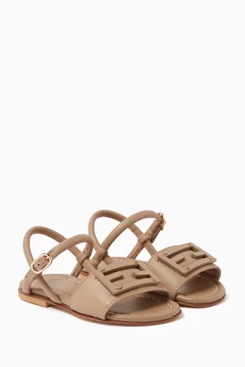 Embossed Logo Sandals in Nappa Leather