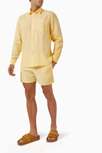 Barry Mineral-dyed Bermuda Shorts in Linen