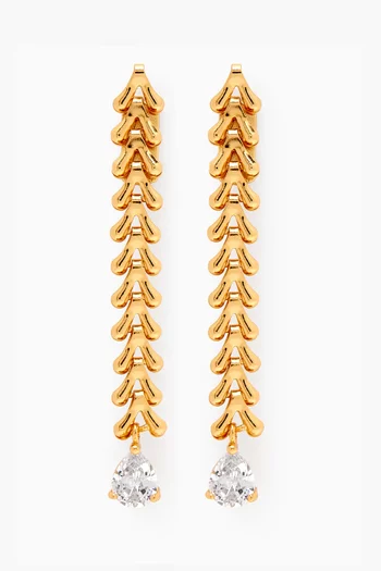 Nubia Y Drop Earrings in 24kt Gold-plated Brass