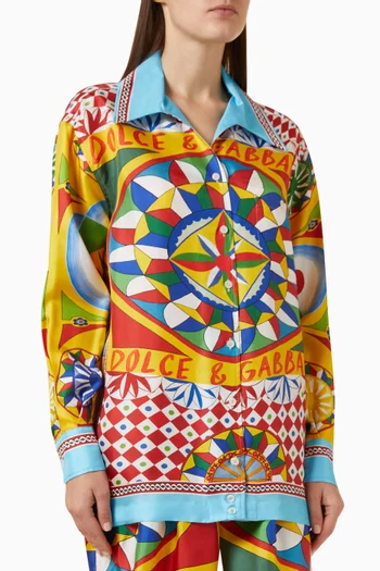 Psychedelic Print Pyjama Shirt in Silk