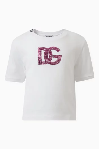 Embellished Logo T-shirt in Cotton