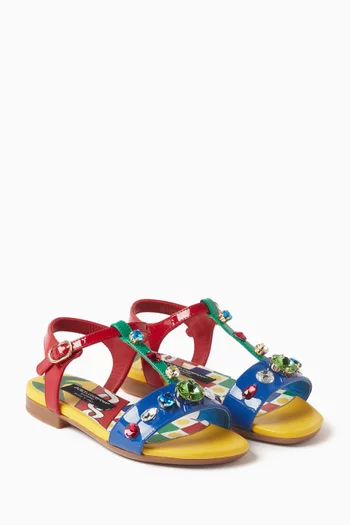 Carretto Psychedelic Embellished Sandals in Patent Leather