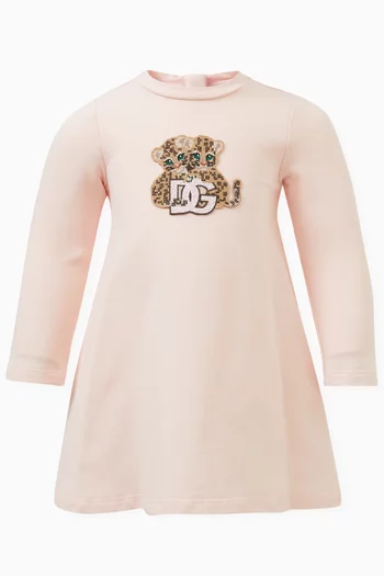 Logo Midi Dress in Cotton Interlock
