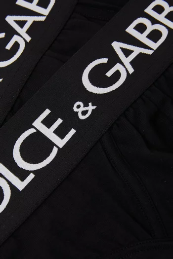 طقم سروال داخلي بطبعة شعار الماركة قطن مطاطي، قطعتان