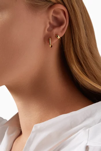 أقراط هاجي بتصميم حلقة سلسلة فضة إسترلينية مطلية بالذهب