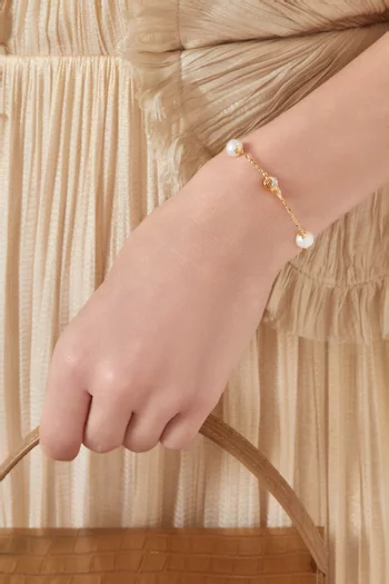 Kiku Freshwater Pearl Charm Bracelet in 18kt Gold