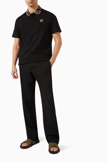 Greca Polo Shirt in Cotton
