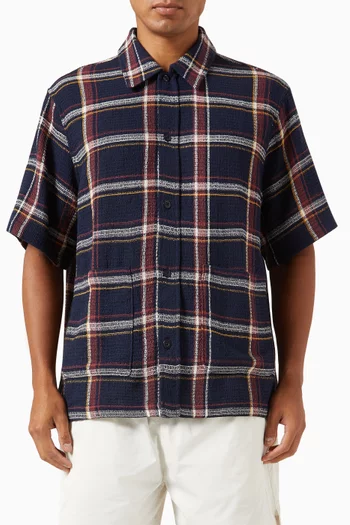 Shadow Plaid Collared Overshirt in Cotton