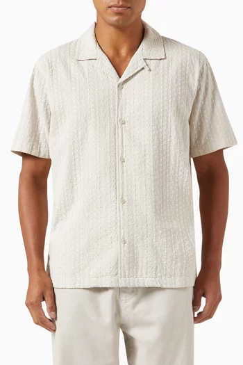Thompson Camp Collar Shirt in Embroidered-voile