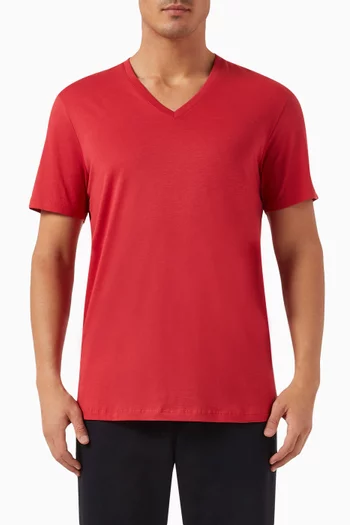 V-neck Slim T-shirt in Pima Cotton-jersey