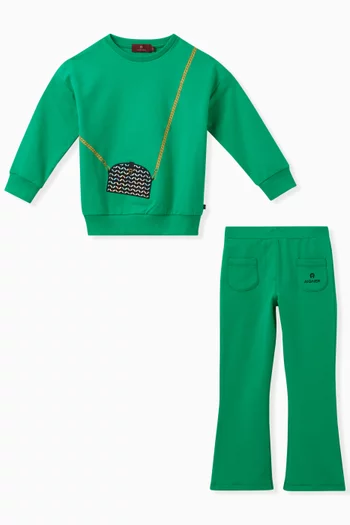 Bag-print Sweatshirt Set in Cotton