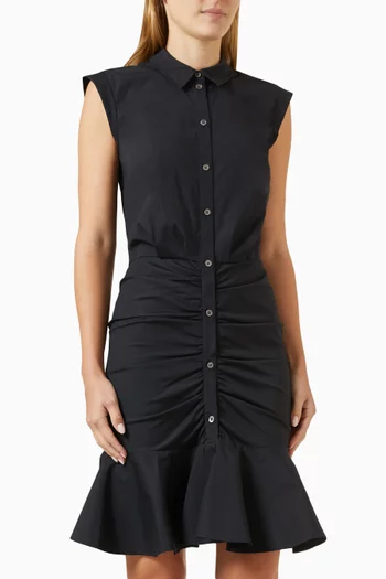 Bell Buttoned Down Ruched Shirt Dress