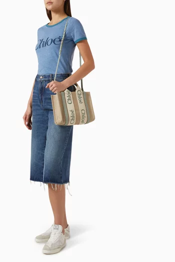 Small Woody Tote Bag in Linen Canvas