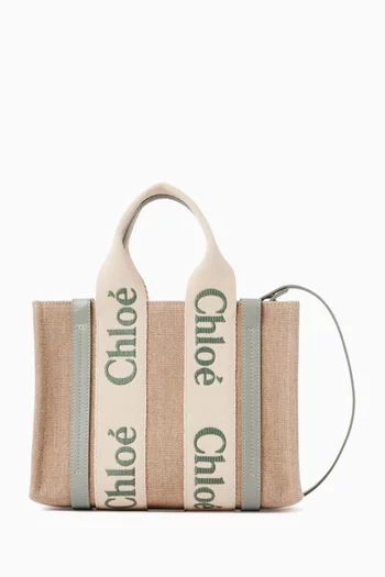 Small Woody Tote Bag in Linen Canvas