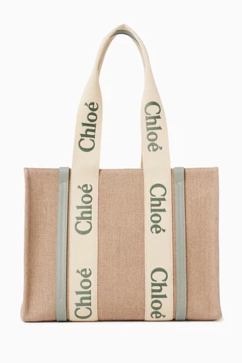 Woody Medium Tote Bag in Linen Canvas