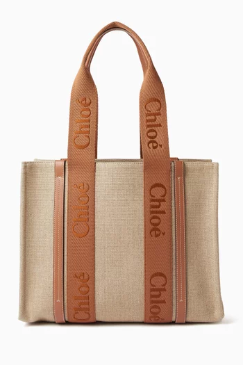 Woody Medium Tote Bag in Linen Canvas