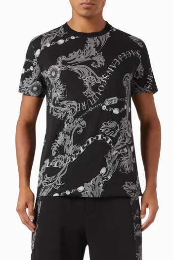 Logo Couture Chain Print T-shirt in Cotton Jersey