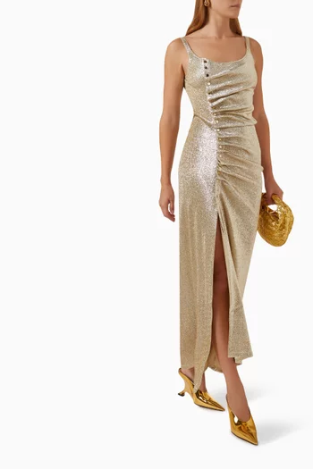 Pleated Maxi Dress in Lurex