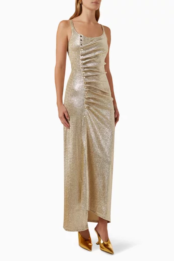 Pleated Maxi Dress in Lurex
