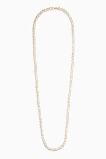Kiku Pearl Long Necklace in 18kt Gold