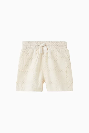 Broderie Logo Camp Shorts in Cotton