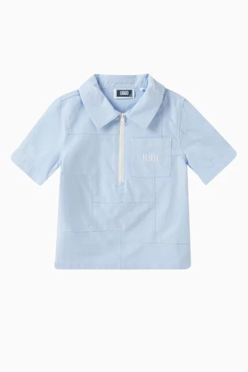 Patchwork Zip Polo in Cotton