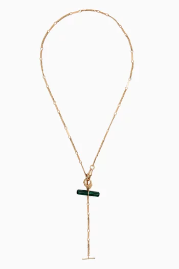 Petra Iman Diamond & Malachite Amulet Necklace in 9kt Gold