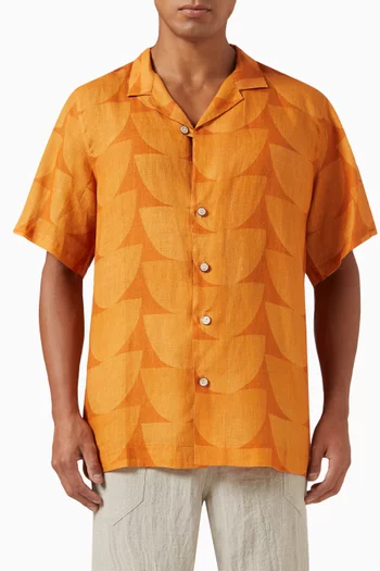 La Susana Geometric Print Shirt in Linen