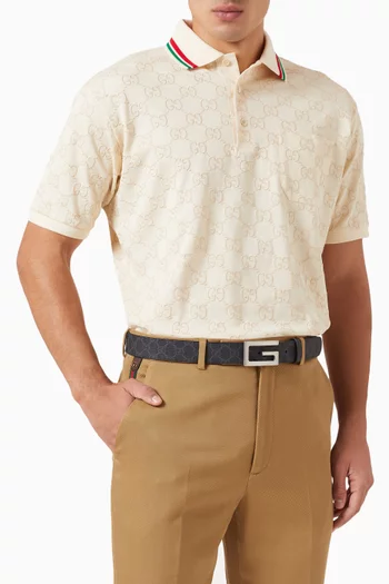 حزام بوجهين وإبزيم مربع على شكل حرف G قنب بطبقة وجلد