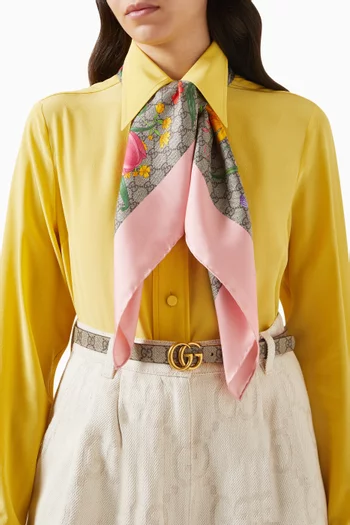 GG Flora-print Scarf in Silk