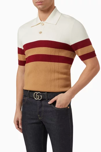 Logo Belt in Leather & Canvas