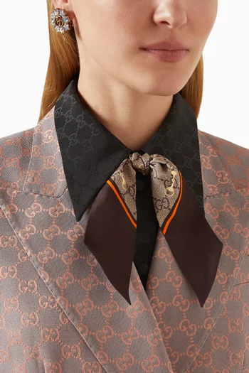 GG-print Horsebit Neck Bow in Silk
