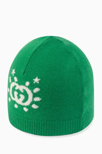 Interlocking G & UFO Hat in Wool Knit