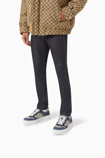 سنيكرز أسفل الكاحل بنقشة حرفي GG قنب سوبريم وجلد