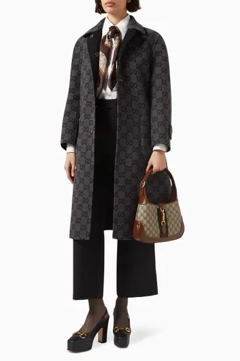 معطف بوجهين صوف بشعار حرفي GG