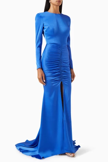 Torrin Ruched Dress in Satin-crepe