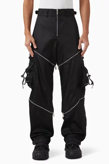 Zipped Cargo Pants in Nylon
