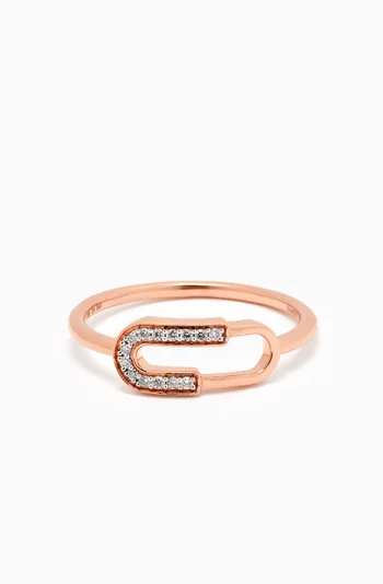 Youth Paperclip Diamond Ring in 18kt Rose Gold